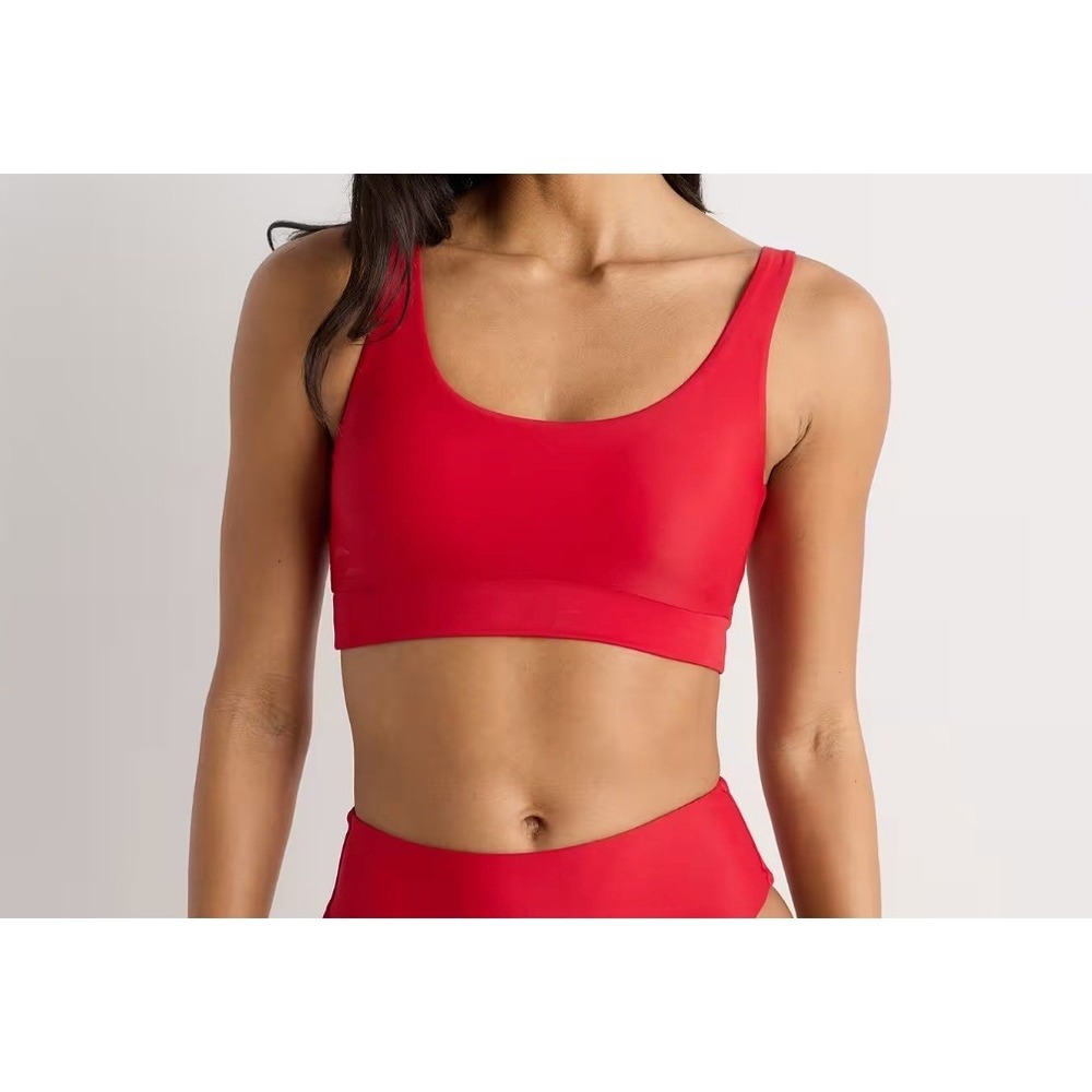 quince italian tank bikini top swimsuit in cherry red, women size x-small